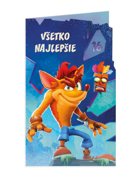 Blahoprajná karta detská - Crash Bandicoot