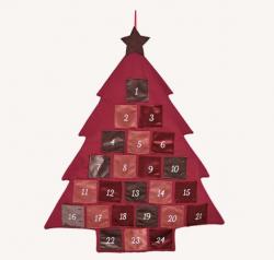 Advetný kalendár textilný - Stromček červený 