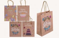 Darčeková papierová taška - Happy Birthday Kraft 