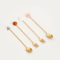 Sada dezertn�ch pr�borov | DORELLE | zlat� s ozdobn�mi prvkami | 4ks