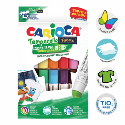 Carioca temperov farby na textil, 10 ks, mix farieb