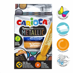Carioca temperov farby v tyinke Metallic, 6 ks, mix farieb