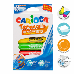 Carioca temperov farby v tyinke, 6 ks, mix farieb
